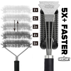3 in 1 bristles and scraper grill brush