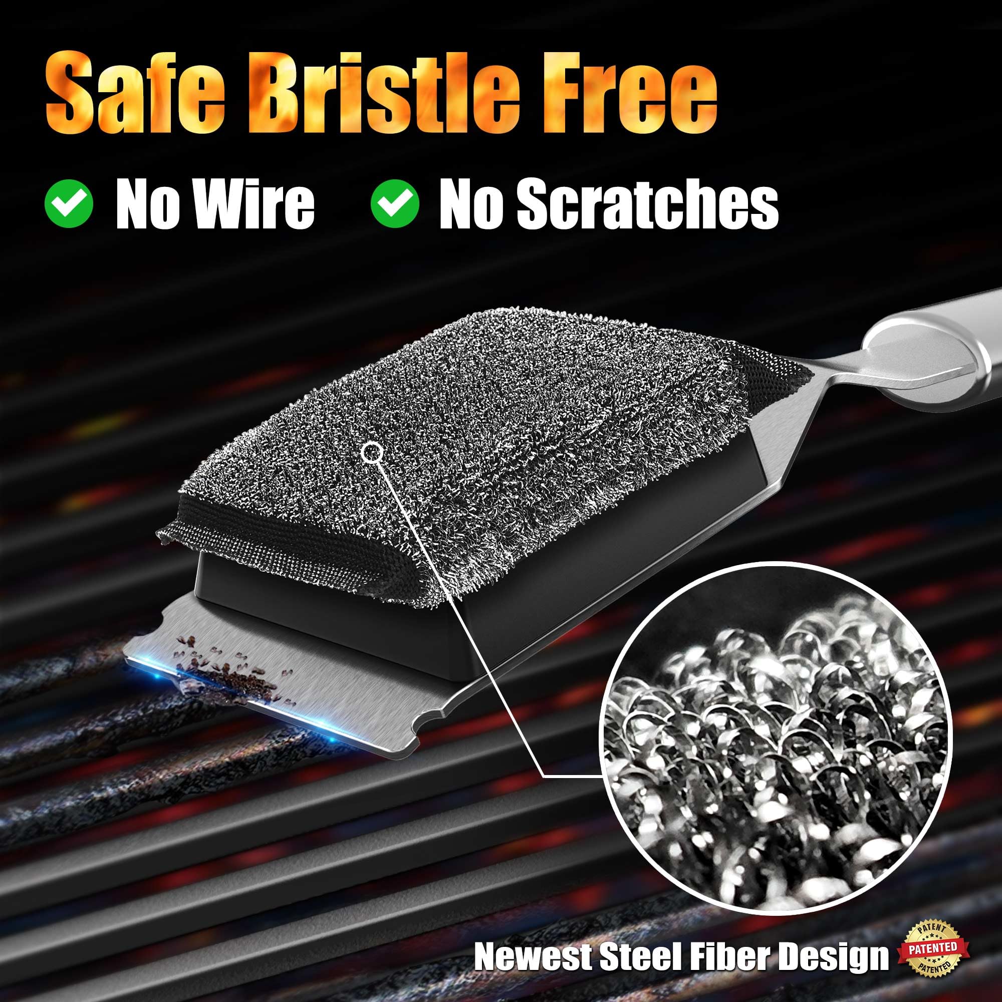 Stainless steel handle grill brush 16.5 inches length
