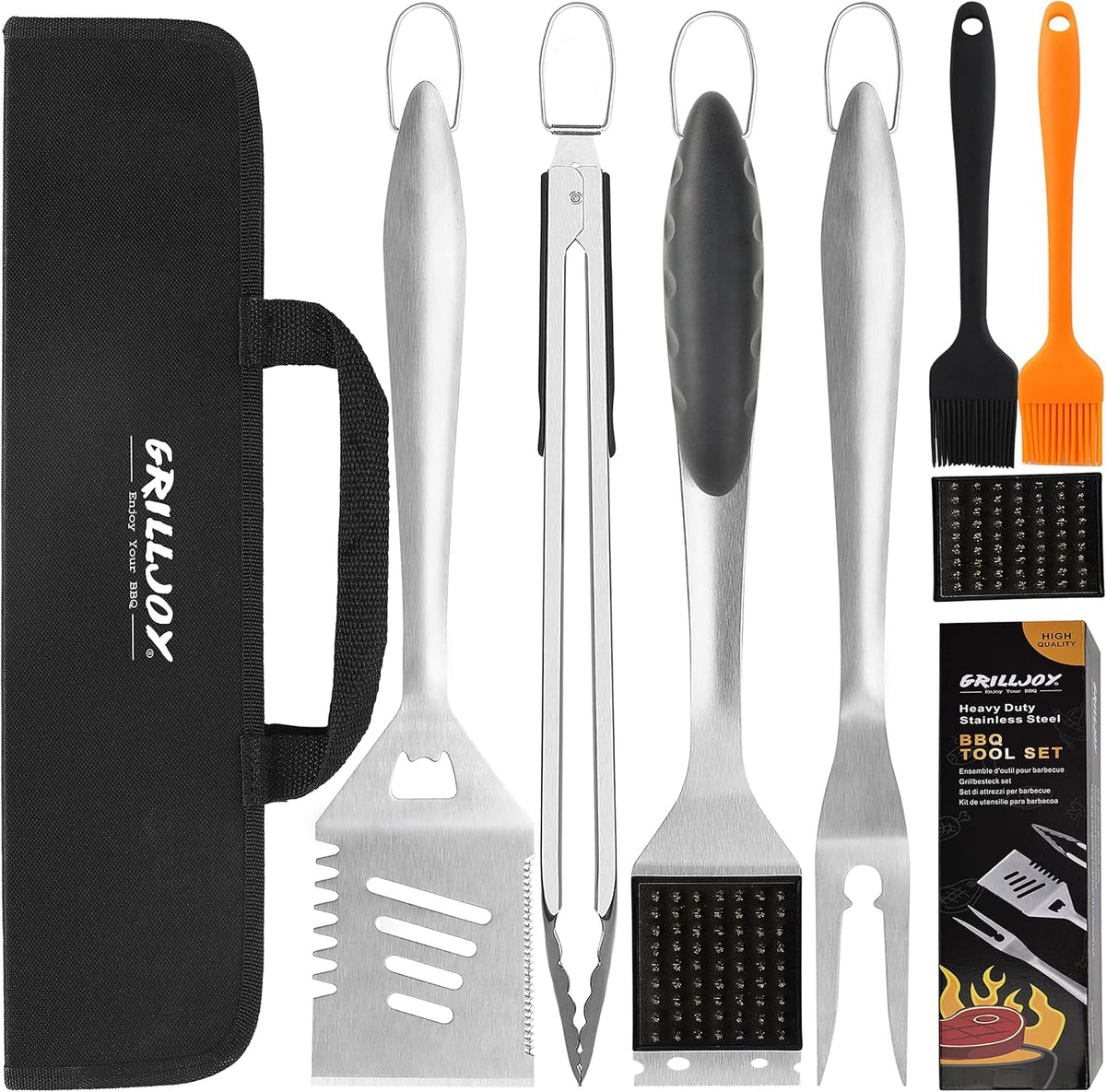 grilljoy 8pcs bbq grill tools set with portable bag main image