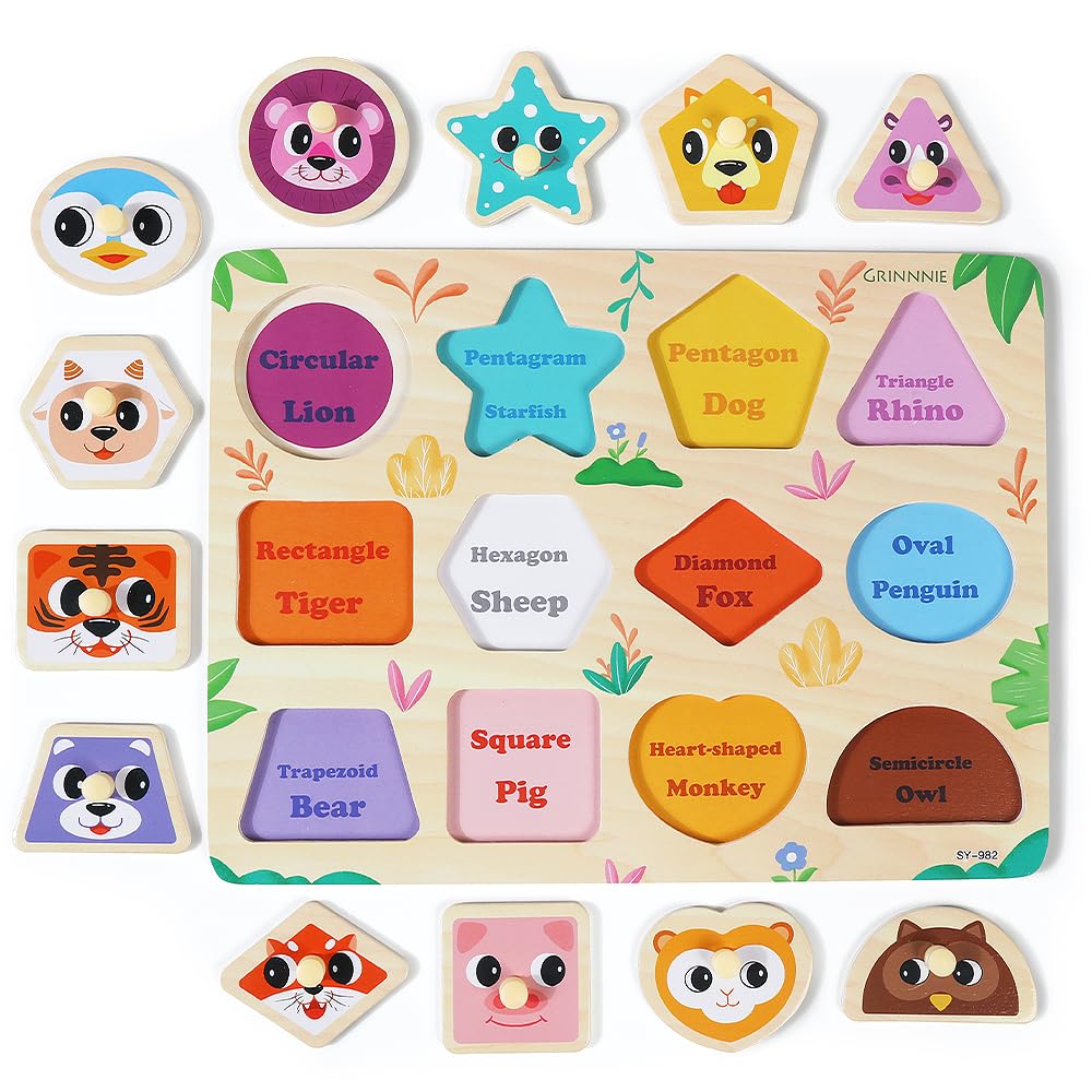 Grinnnie bright hand painted wooden puzzle details