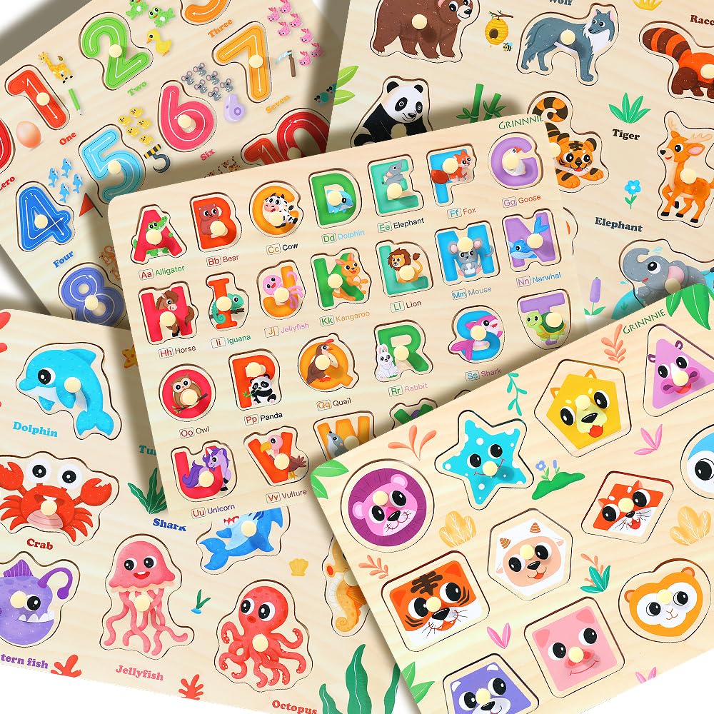 Grinnnie safe non-toxic wooden puzzles for preschoolers