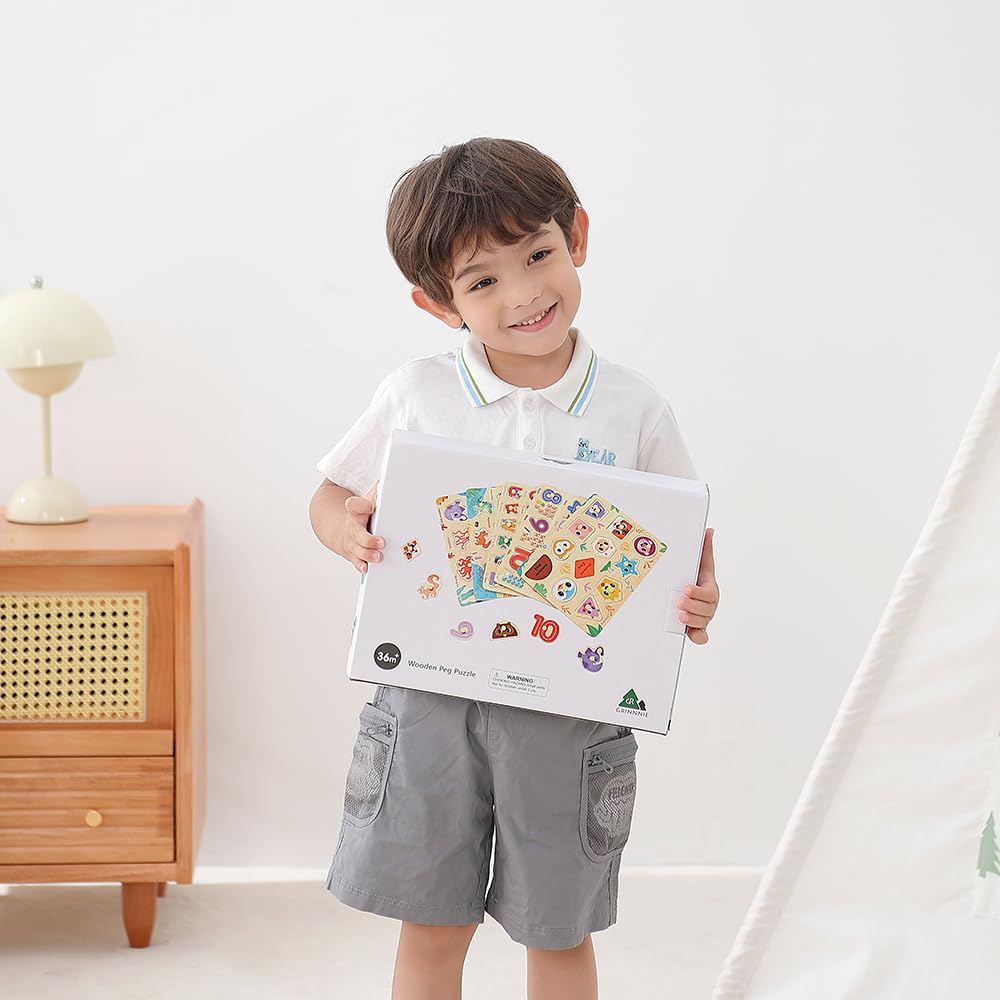 Grinnnie gift box packaging for 5 piece toddler puzzles