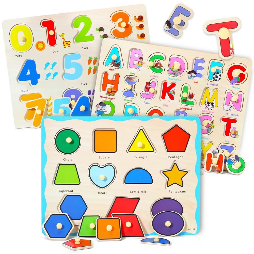 GRINNNIE wooden Montessori toddler puzzle number set