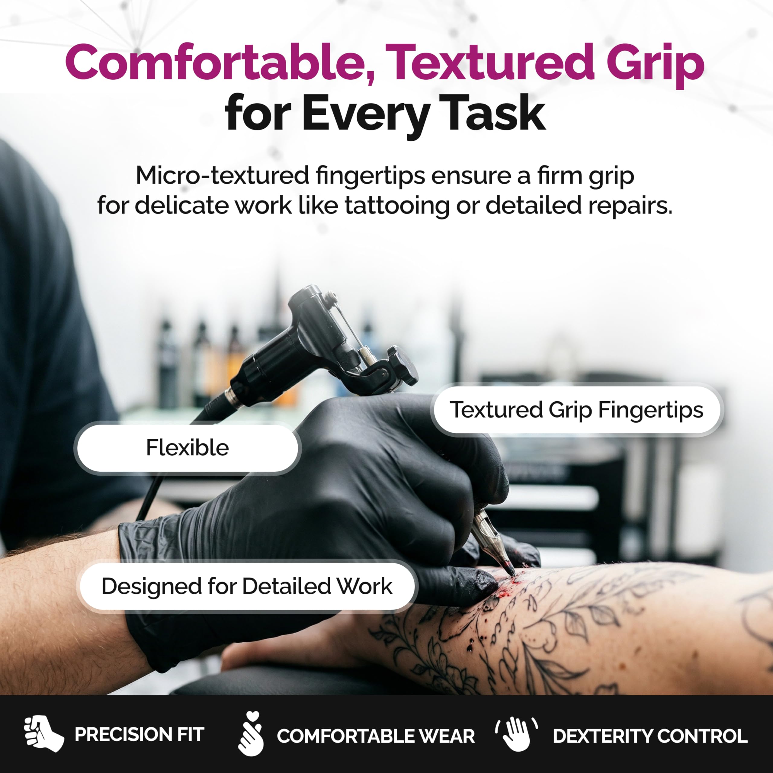 Nitrile gloves 4 Mil black color by GripProtect