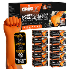 GRIPXX Herkules Grip heavy duty nitrile gloves orange 8mil