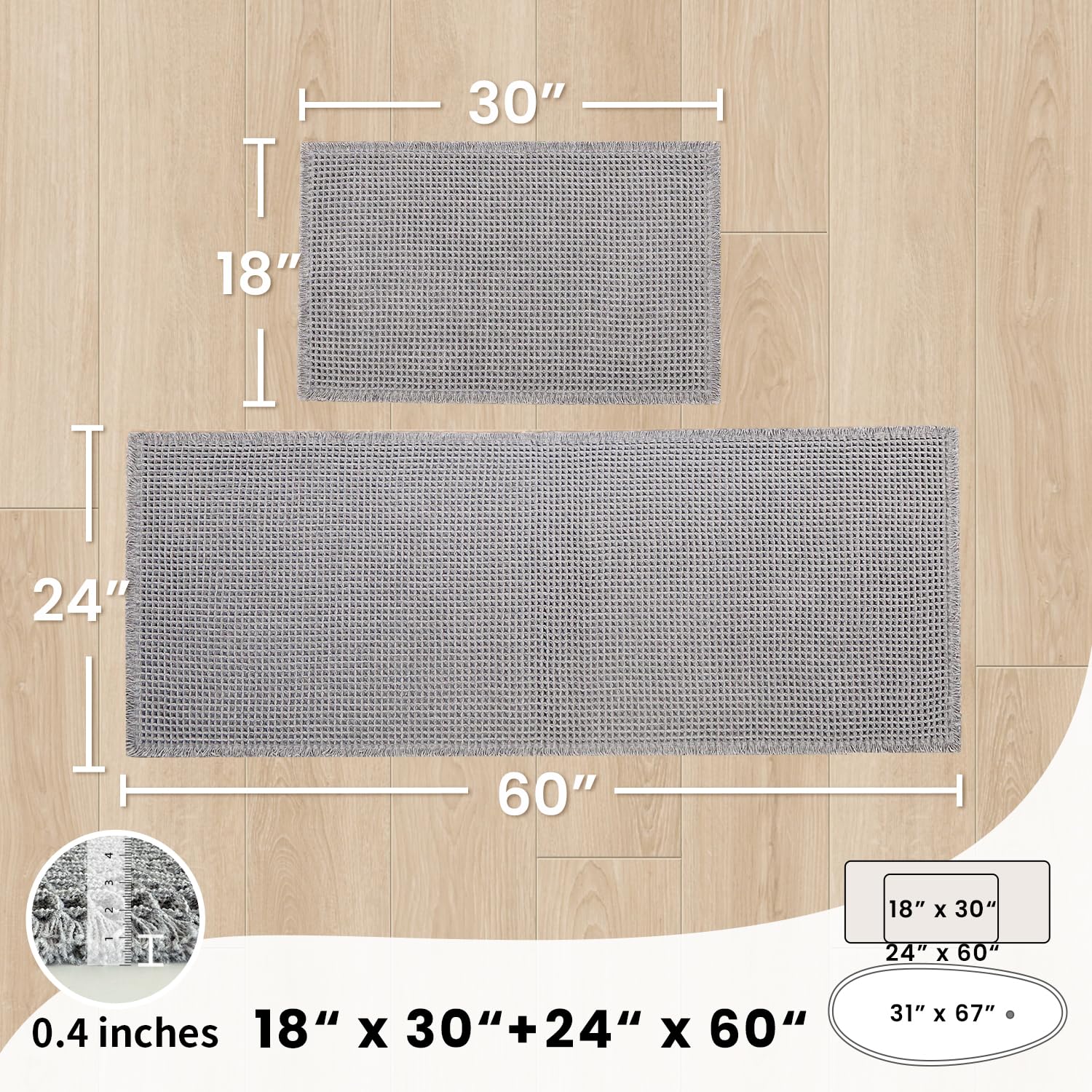 18x30 GRLYUH mat from bathroom rug set for double sink vanity
