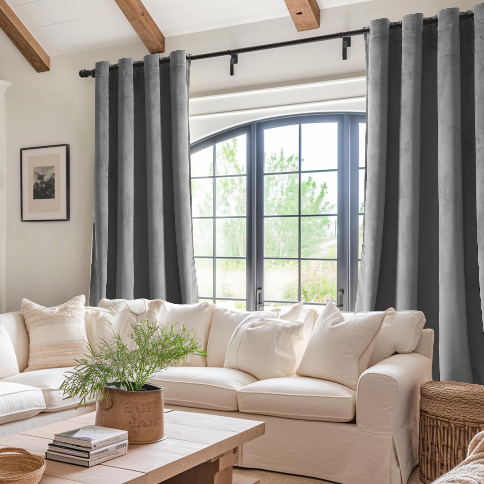 room-darkening velvet curtains with 1.6 inch grommets