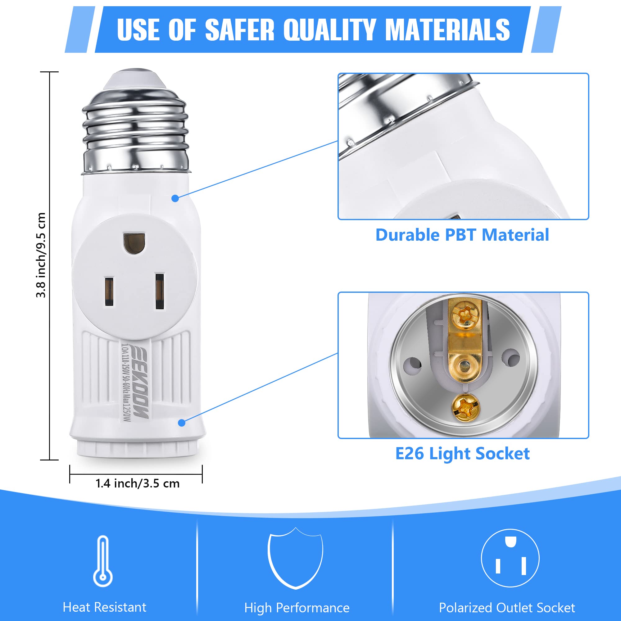 Grounded 3-prong outlet from light socket adapter