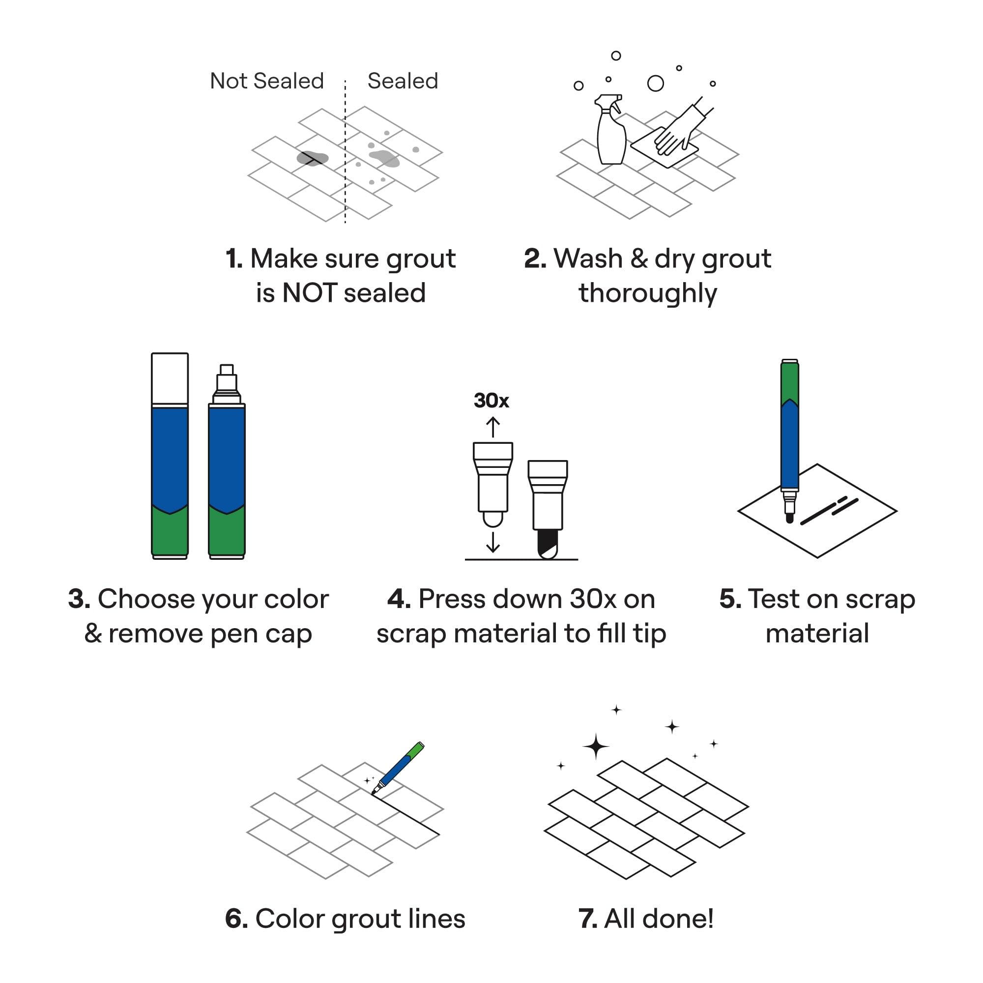 GROUT PEN unsealed grout test image