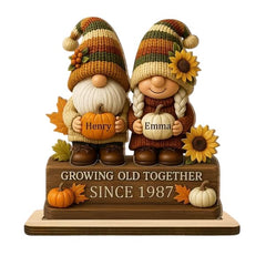 Growing Old Together gnome plaque for couples