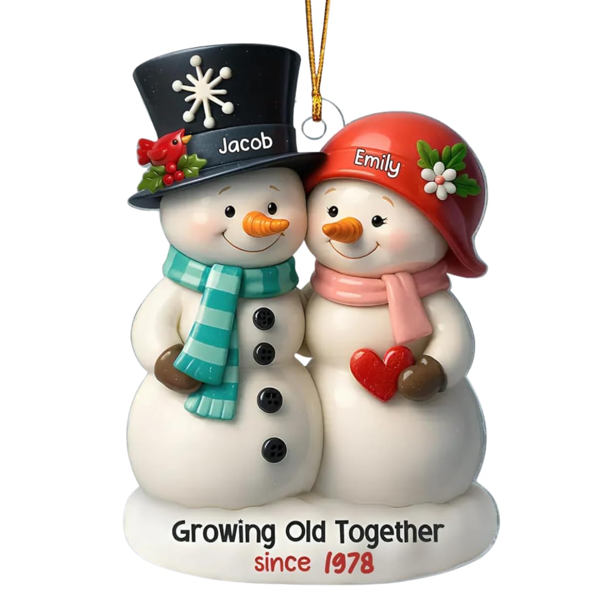 Growing Old Together Personalized Acrylic Ornament 3 inch snowman
