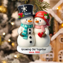 Growing Old Together Personalized Acrylic Ornament 4 inch snowman
