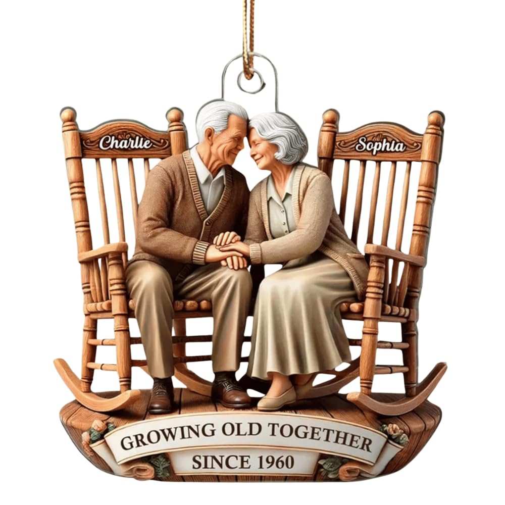 Growing Old Together Since Ornament acrylic old couple on rocking chair