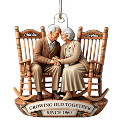 Growing Old Together Since Ornament acrylic old couple on rocking chair
