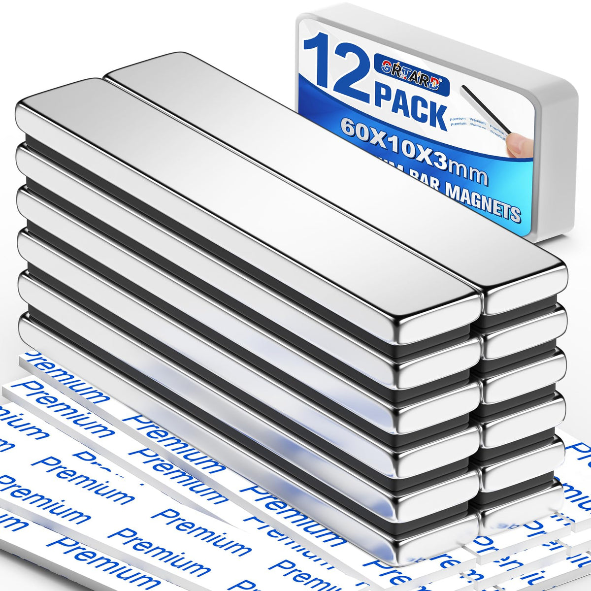 Grtard 12 pack neodymium magnet 60x10x3mm