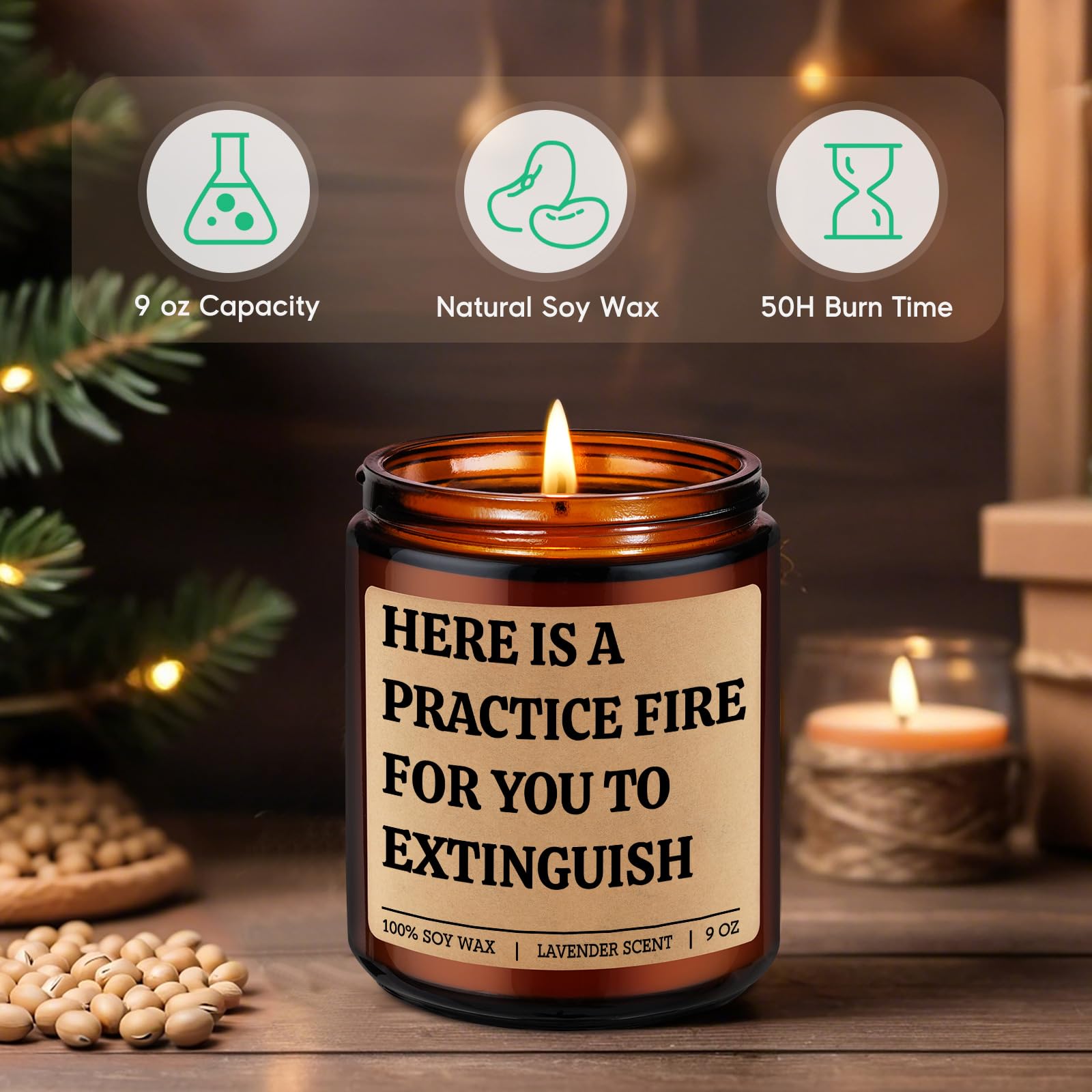 Natural wax candle with cotton wick for relaxation