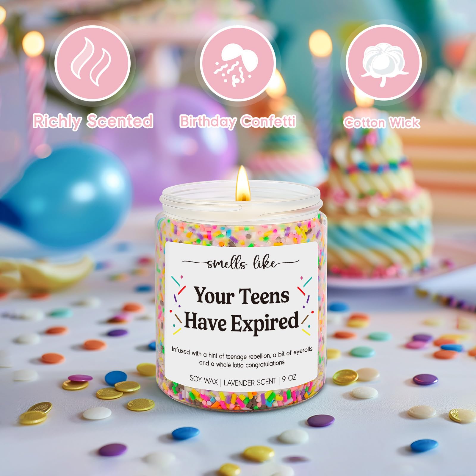 Lavender scented GSPY Candle 9 oz with confetti gift box