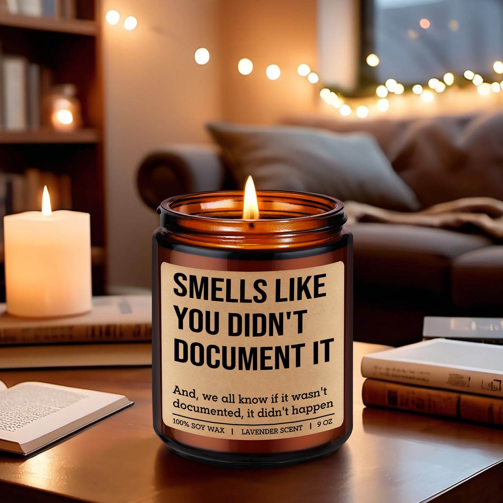 Packaging and gift-ready office humor candle