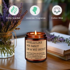 Lavender scented Pride and Prejudice candle for fans
