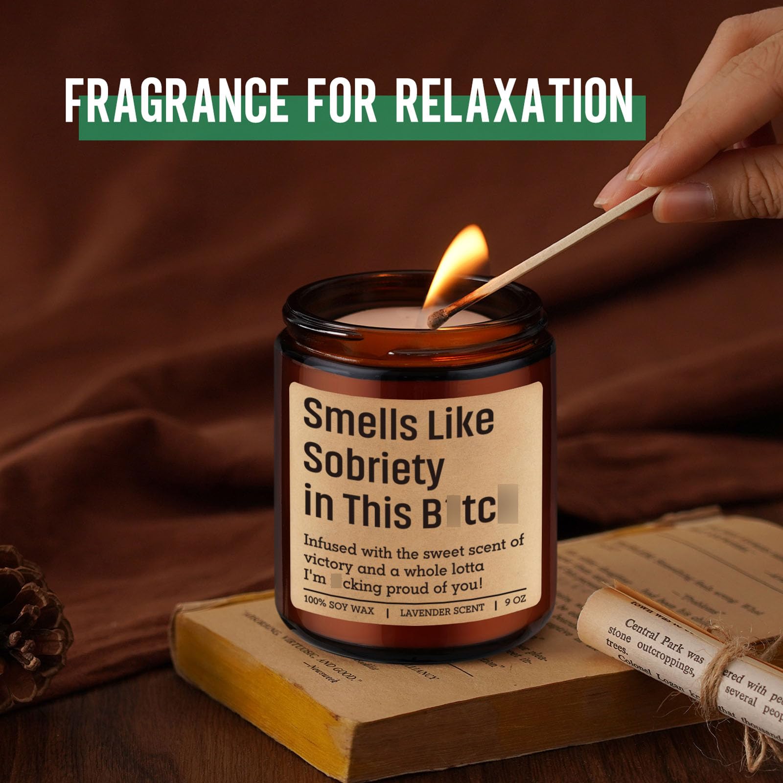 GSPY Smells Like Sobriety Candle packaging label