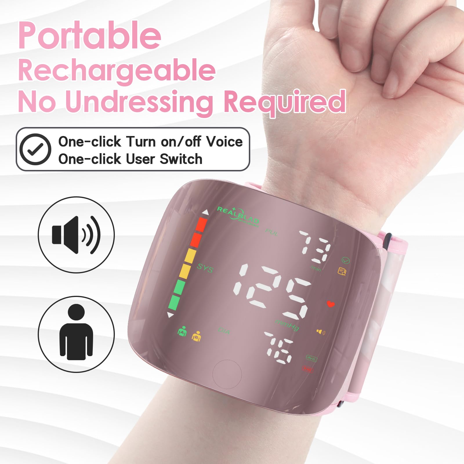 GUAEVER curved screen BP monitor close up pink casing