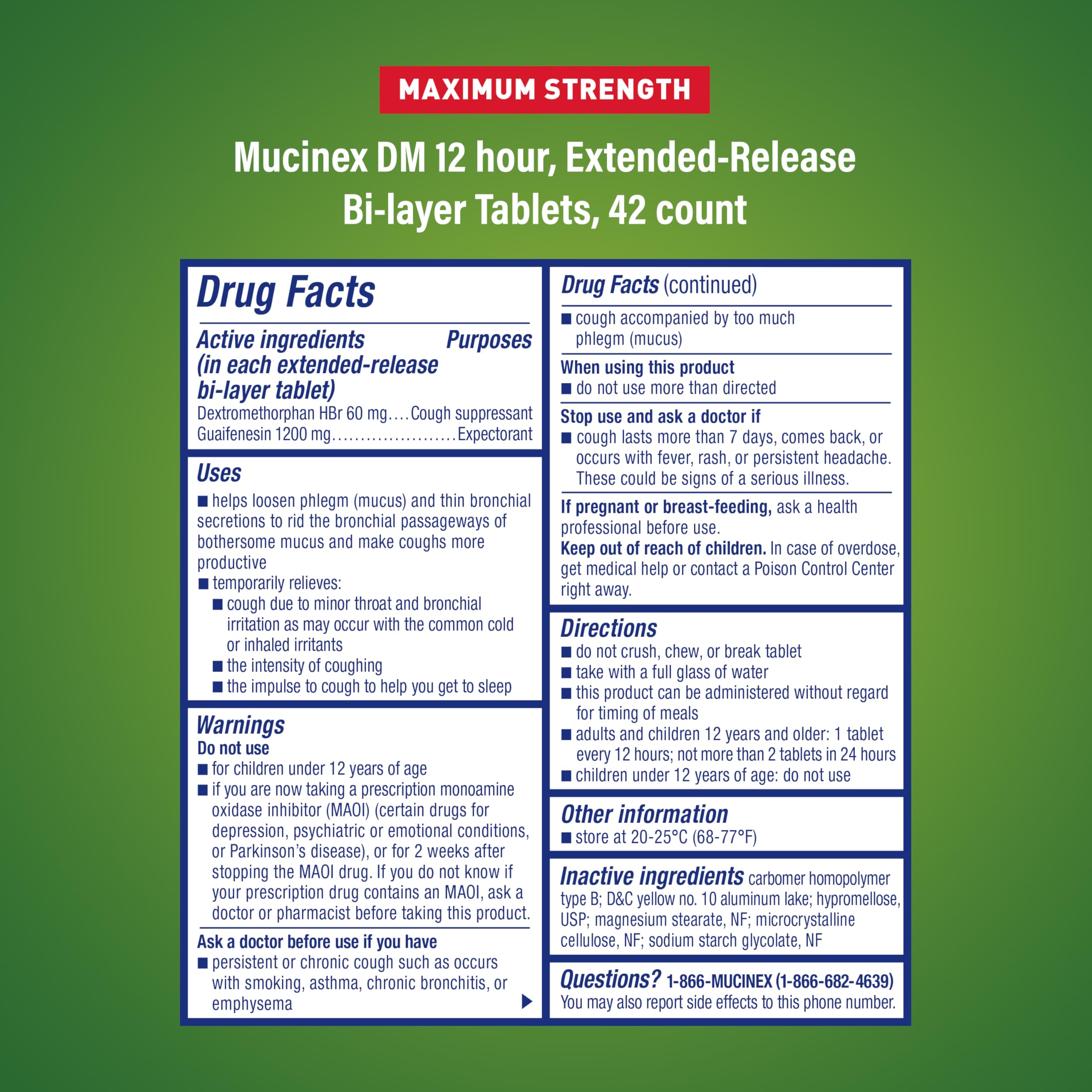 Active ingredients guaifenesin and dextromethorphan HBr