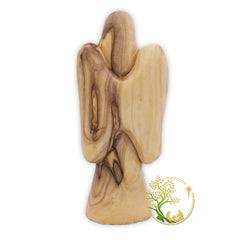 Bethlehem olive wood statue guardian angel holding infant