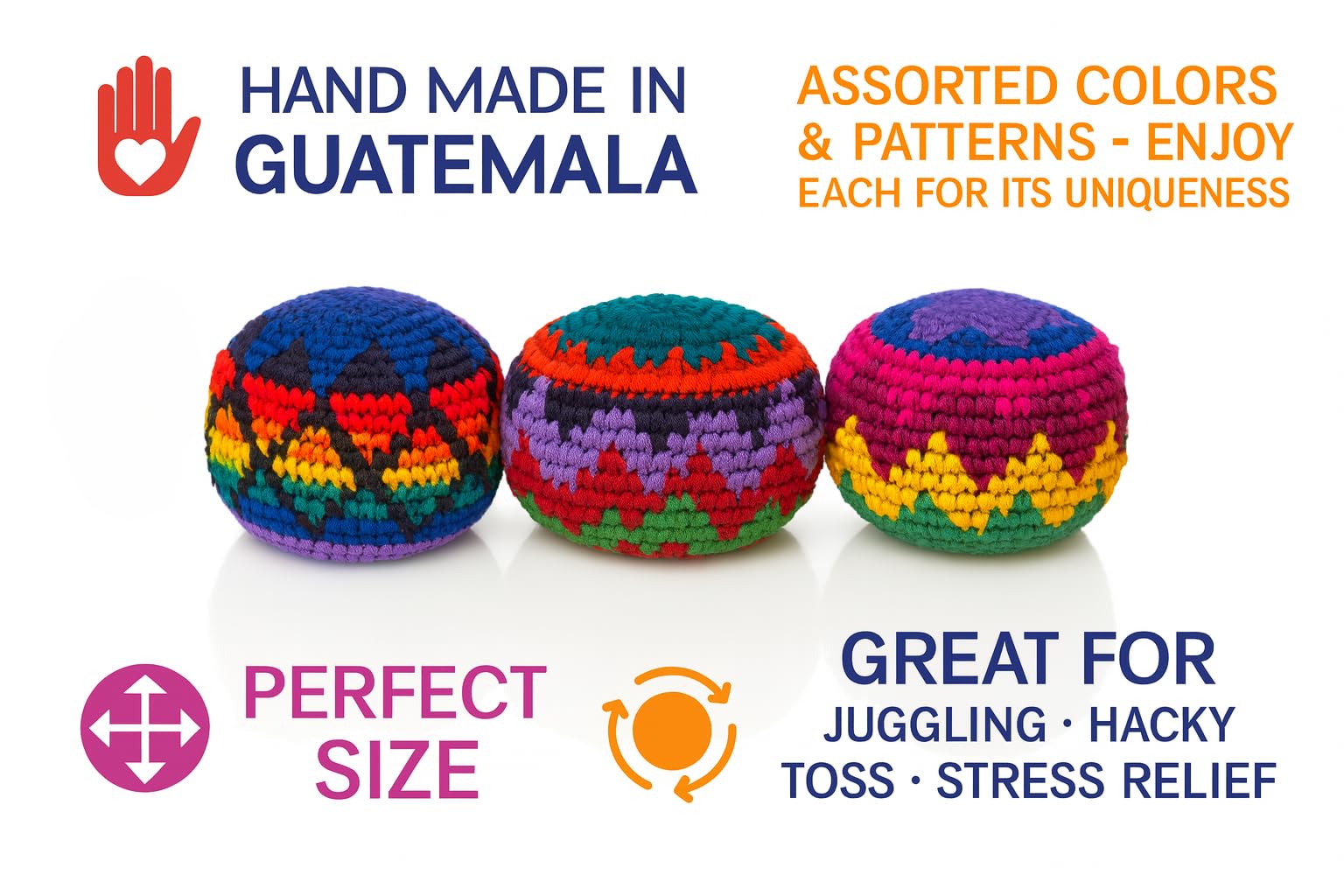 Guatemala handmade footbags crochet hacky sacks