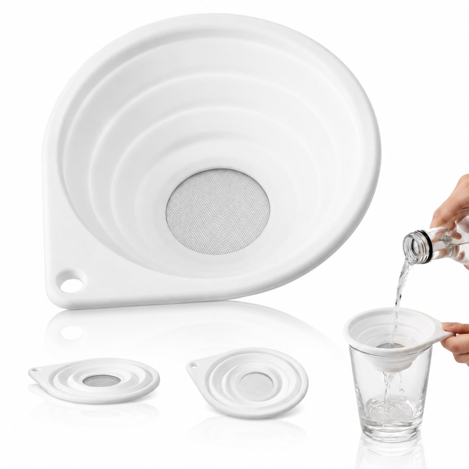 Guduling collapsable funnel folded compact white silicone