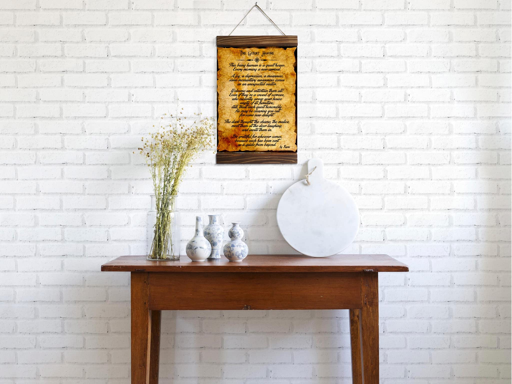 Matte artist canvas and brown wood frame display