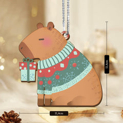 Guinea pig Christmas Ornament wooden finish