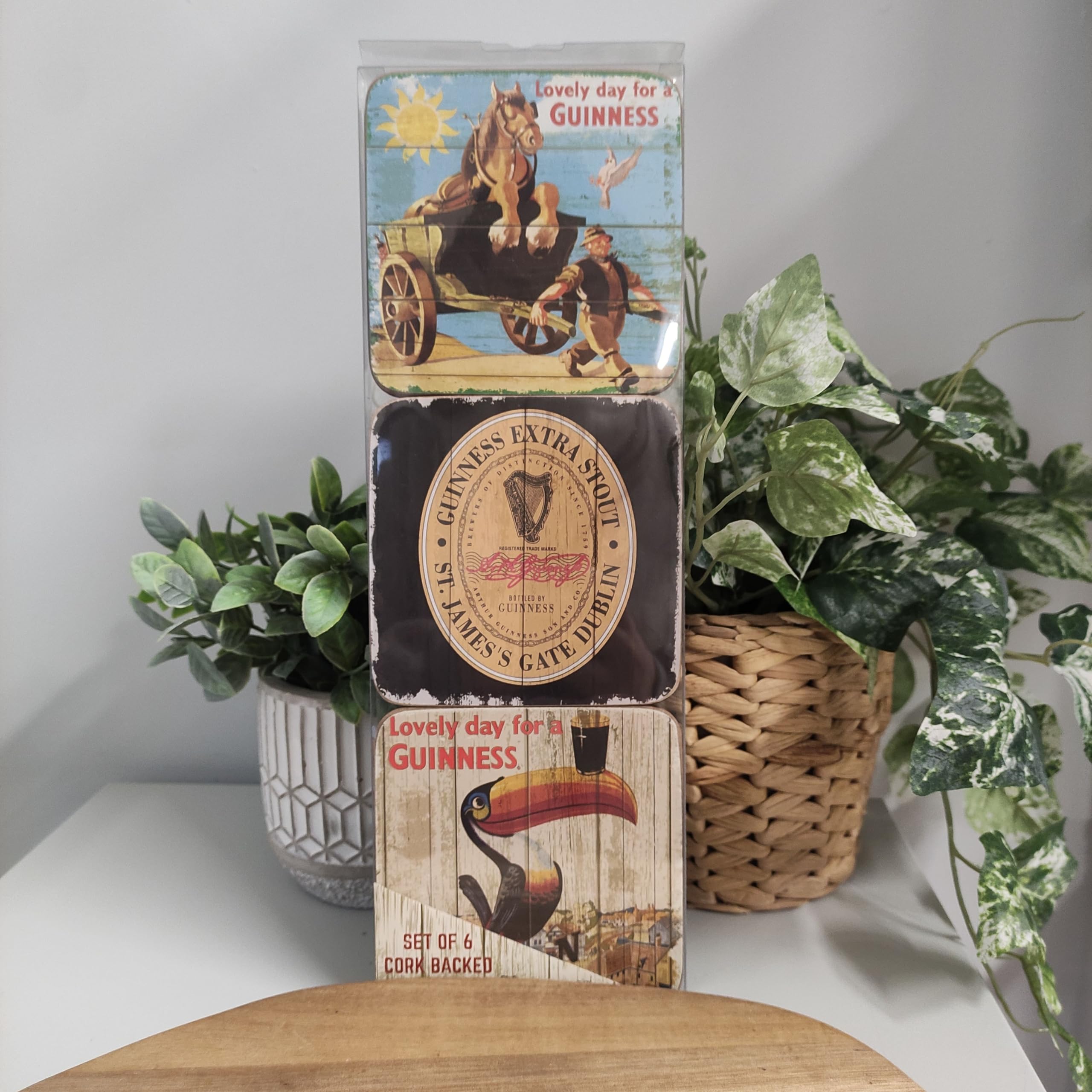 Guinness themed cork backed coaster collection for tables