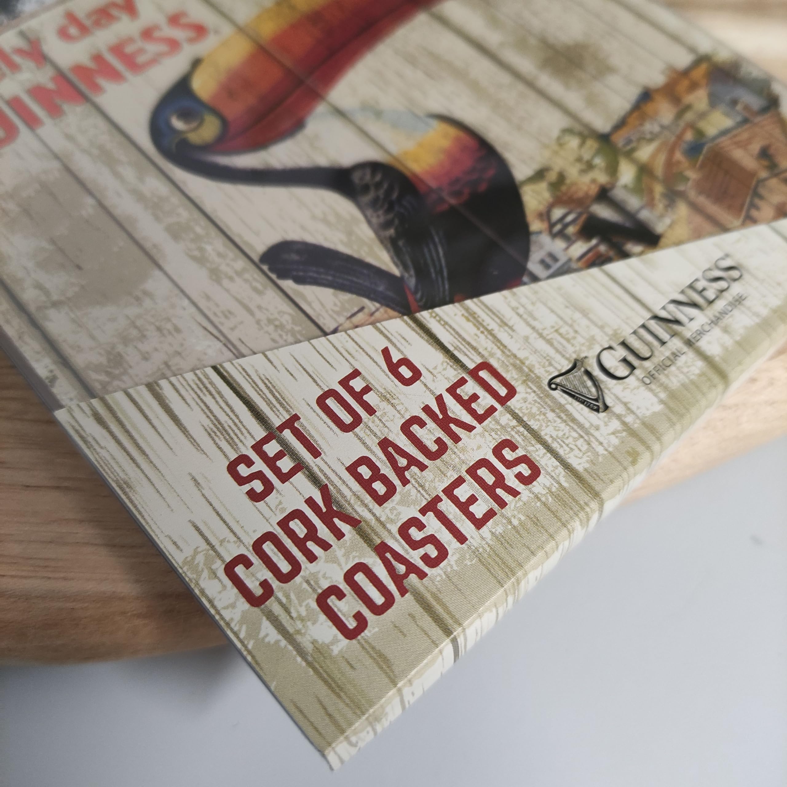 Packaged Guinness cork backed coasters six pieces
