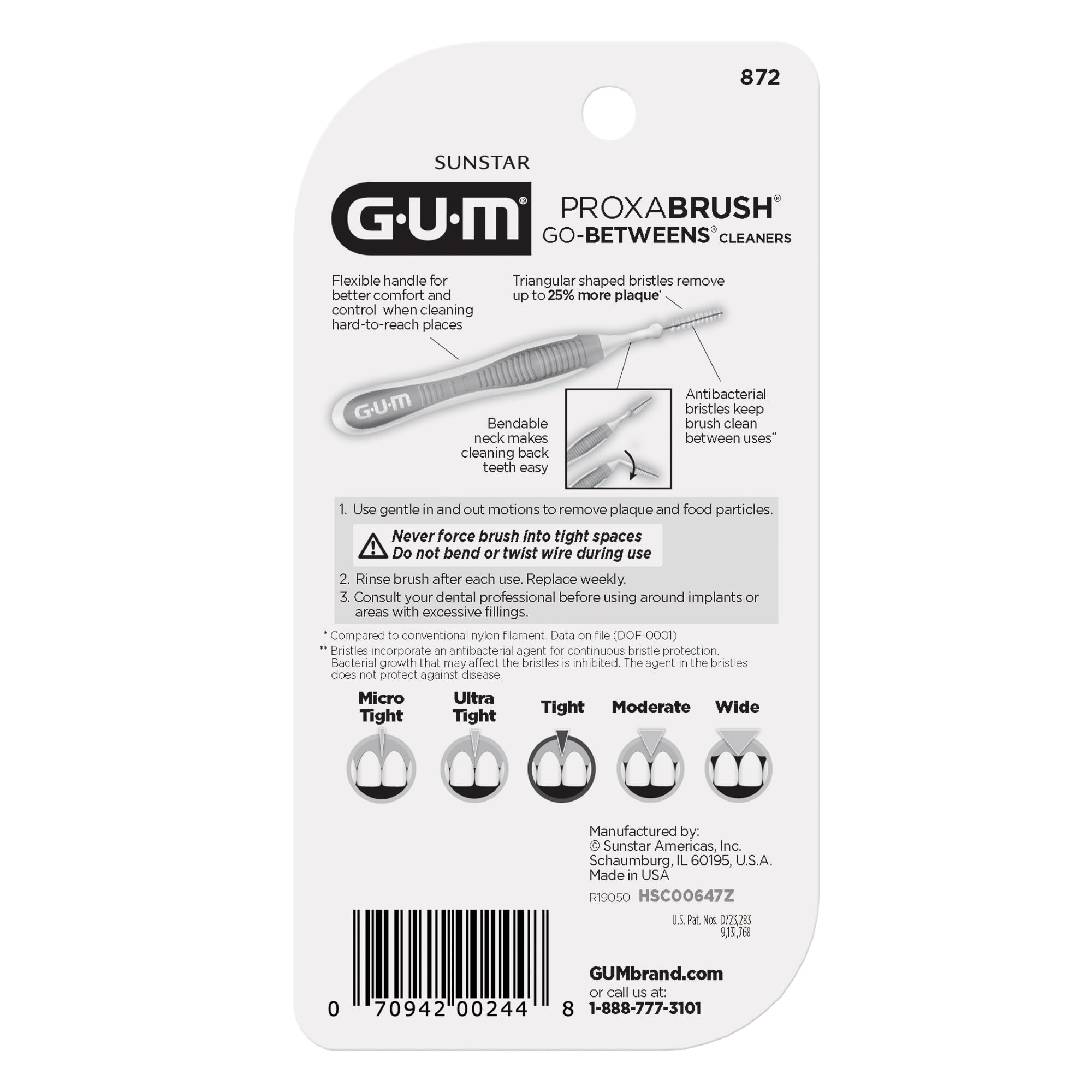 Nylon-coated wire interdental brush designed for braces and appliances