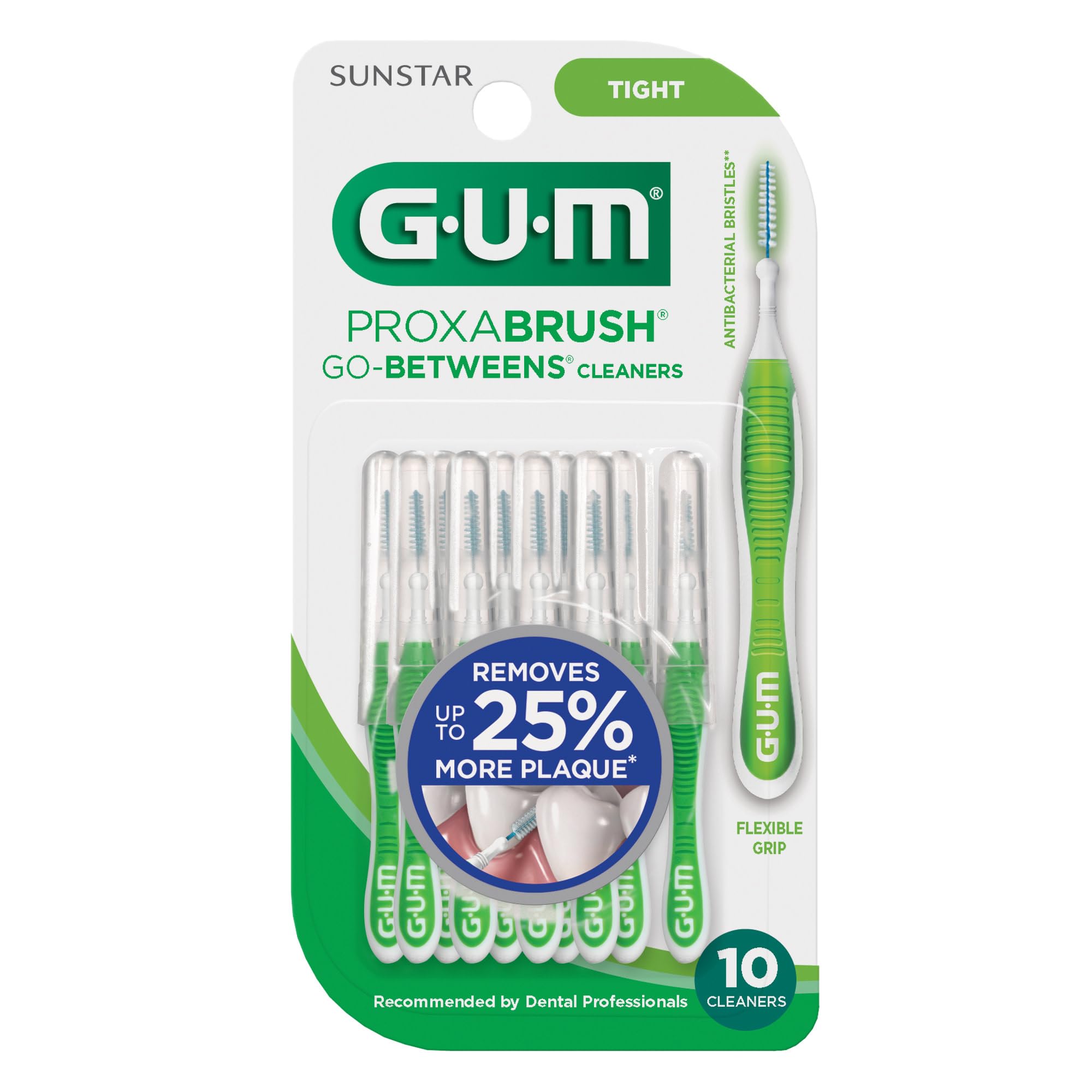 Travel-cap interdental brush with non-slip handle by GUM Proxabrush