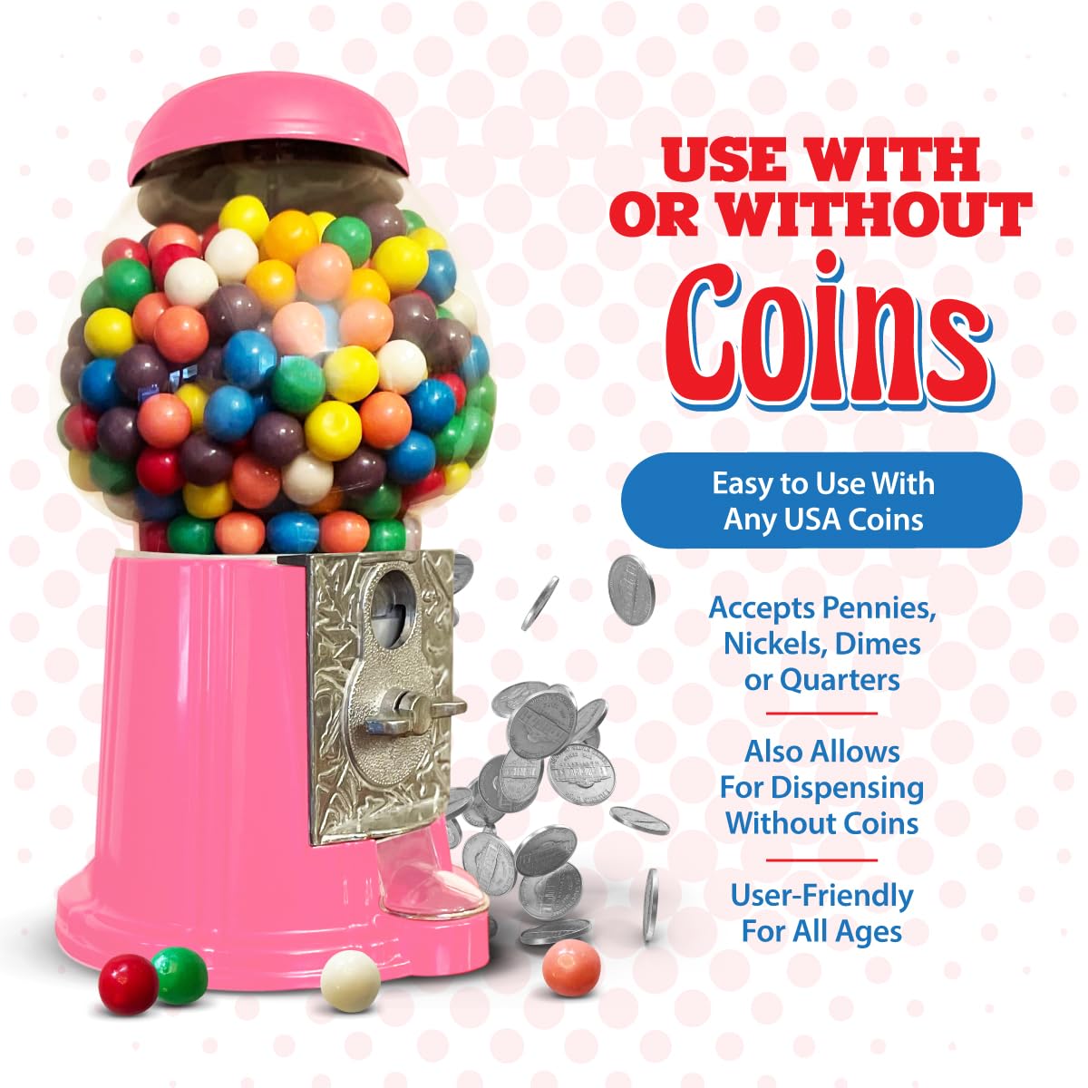 Gumball machine candy and nuts dispenser