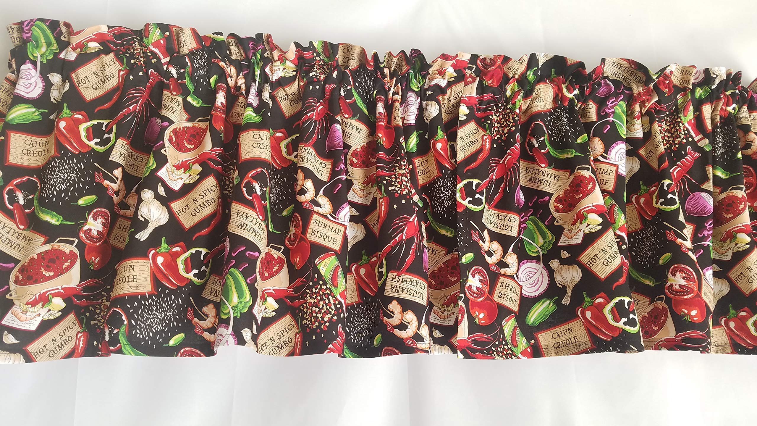 Louisiana crawfish and peppers kitchen curtain art