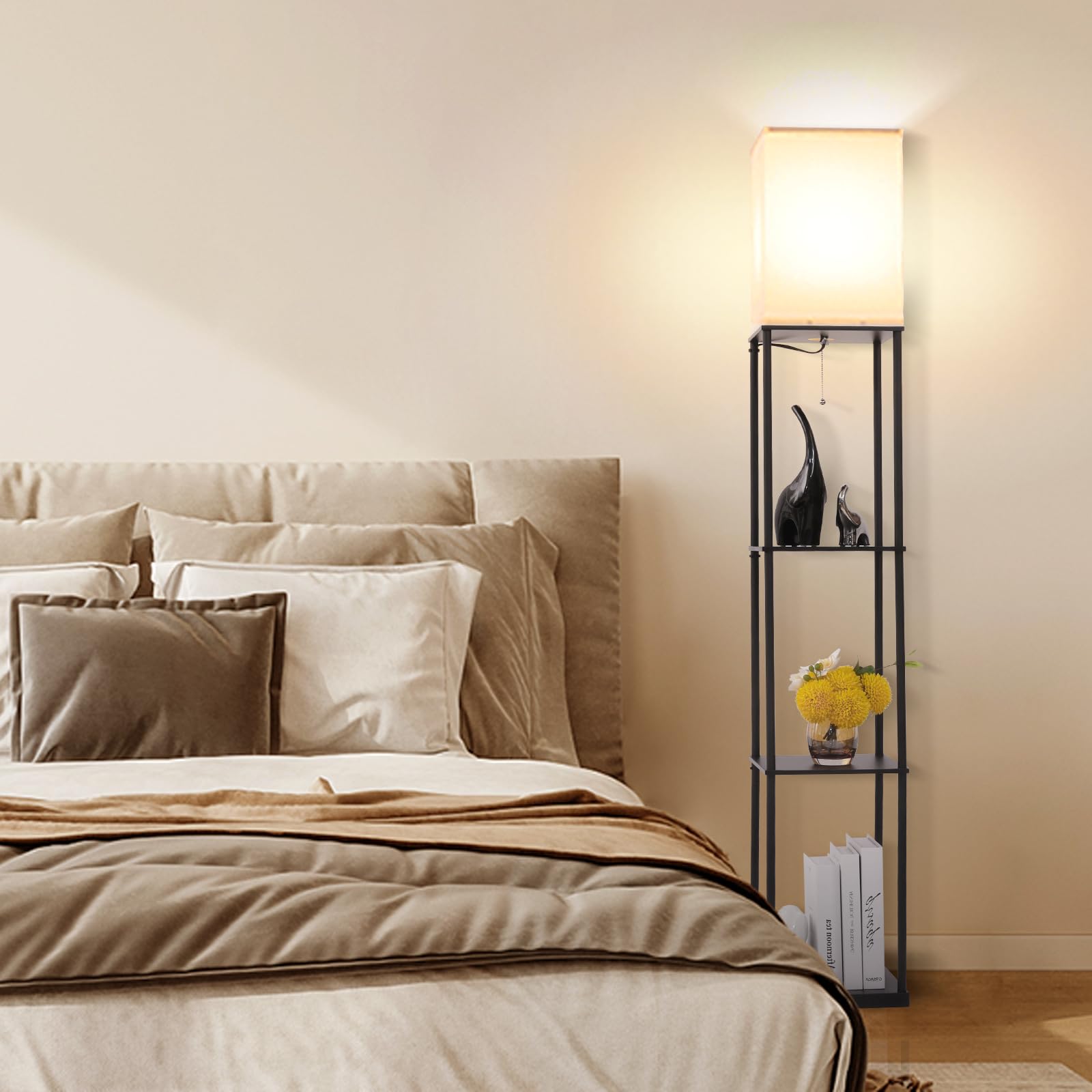 Soft fabric lampshade on Gupuzm floor lamp