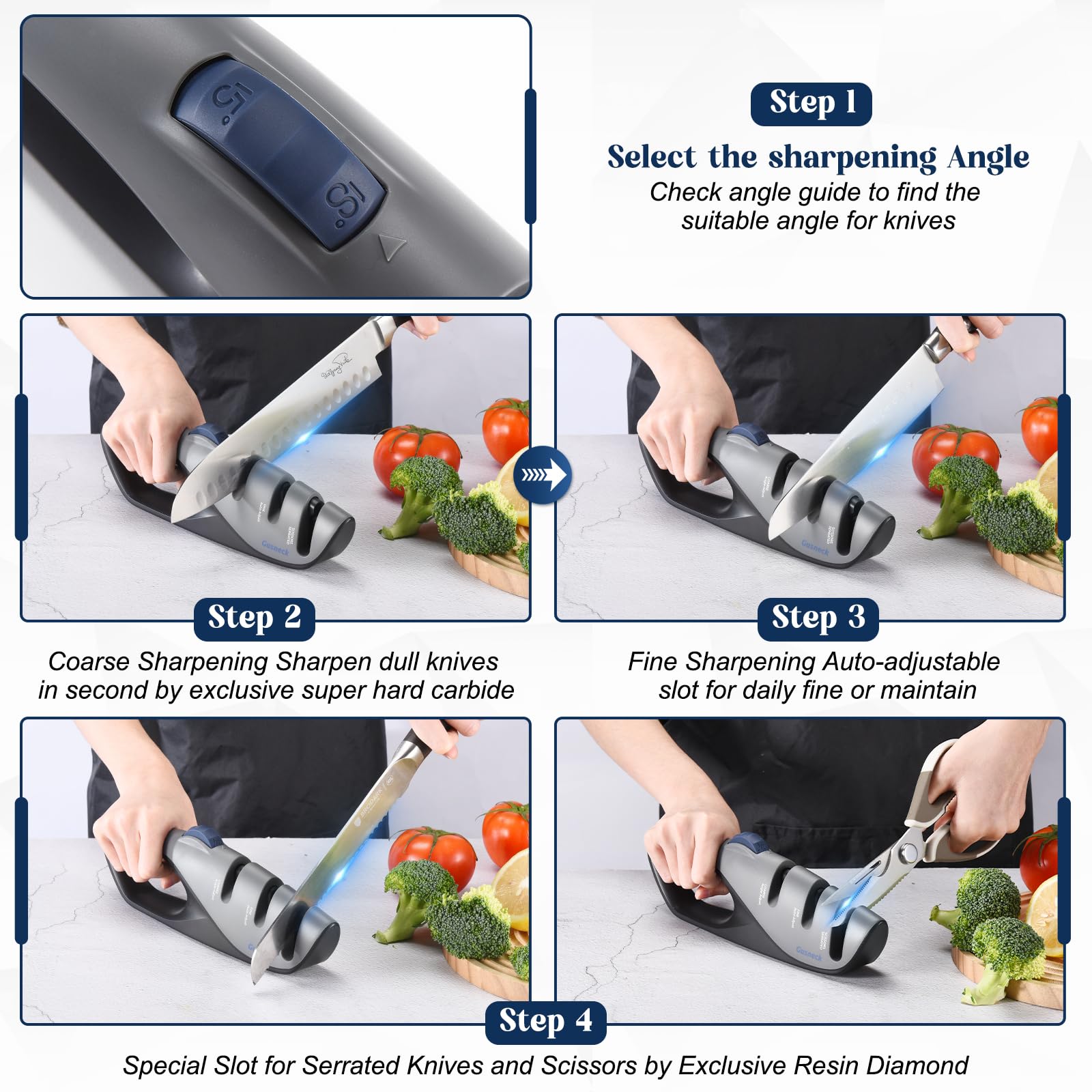 Gusneck scissors sharpener