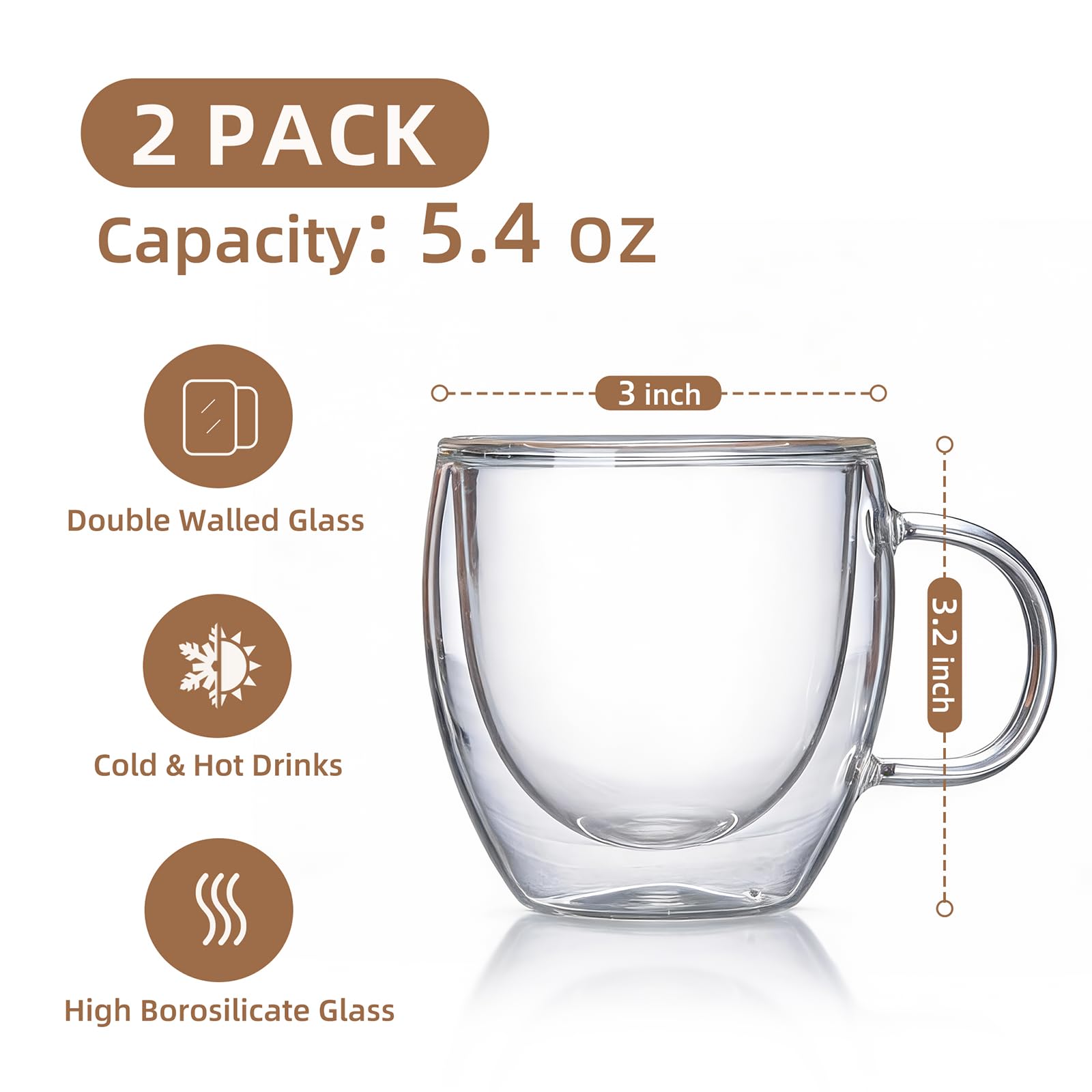 guuminsting demitasse mugs clear borosilicate glass 2-pack