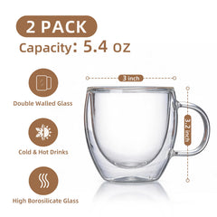 guuminsting demitasse mugs clear borosilicate glass 2-pack