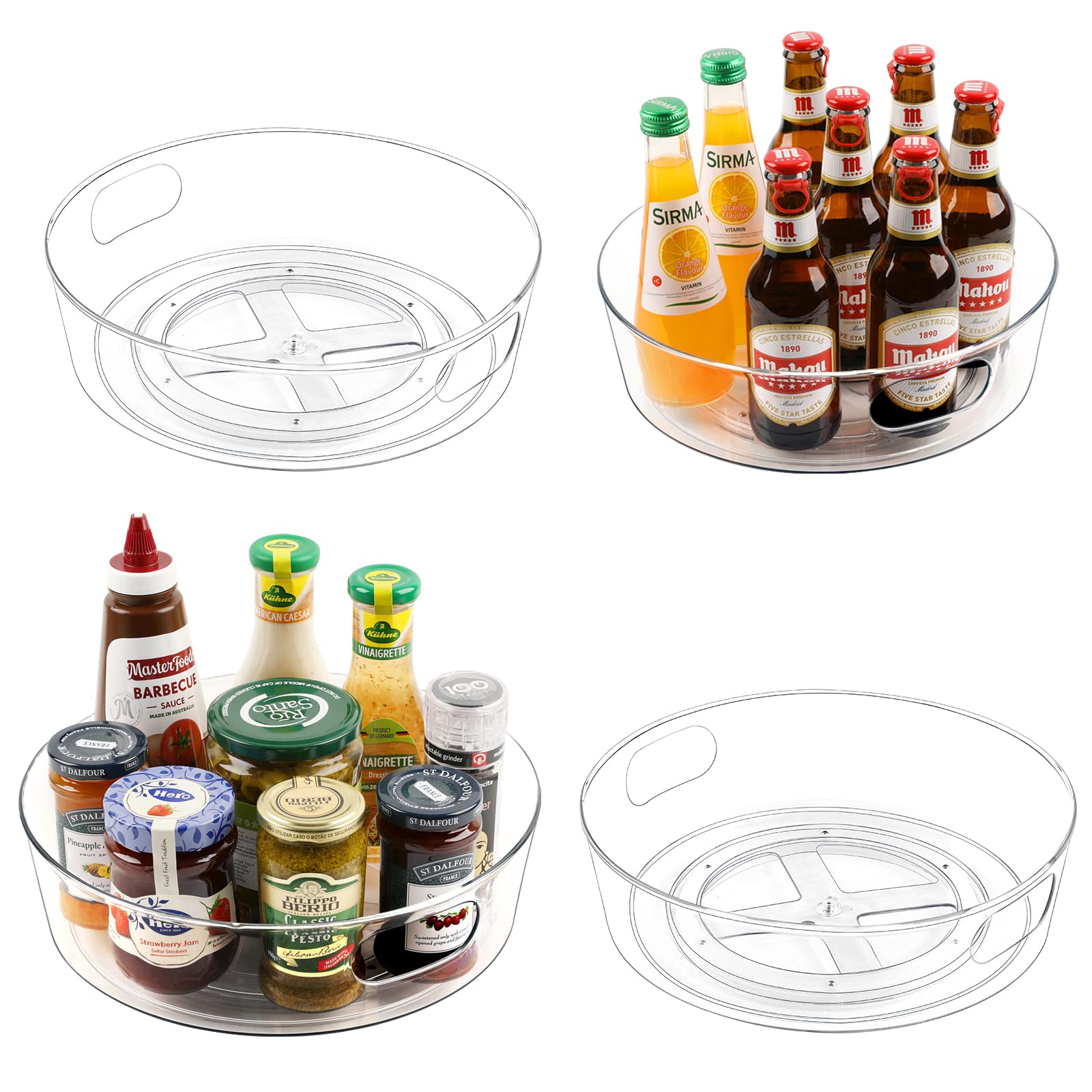 Guzon 4 Pack Lazy Susan Turntable 11.5 inch with handles