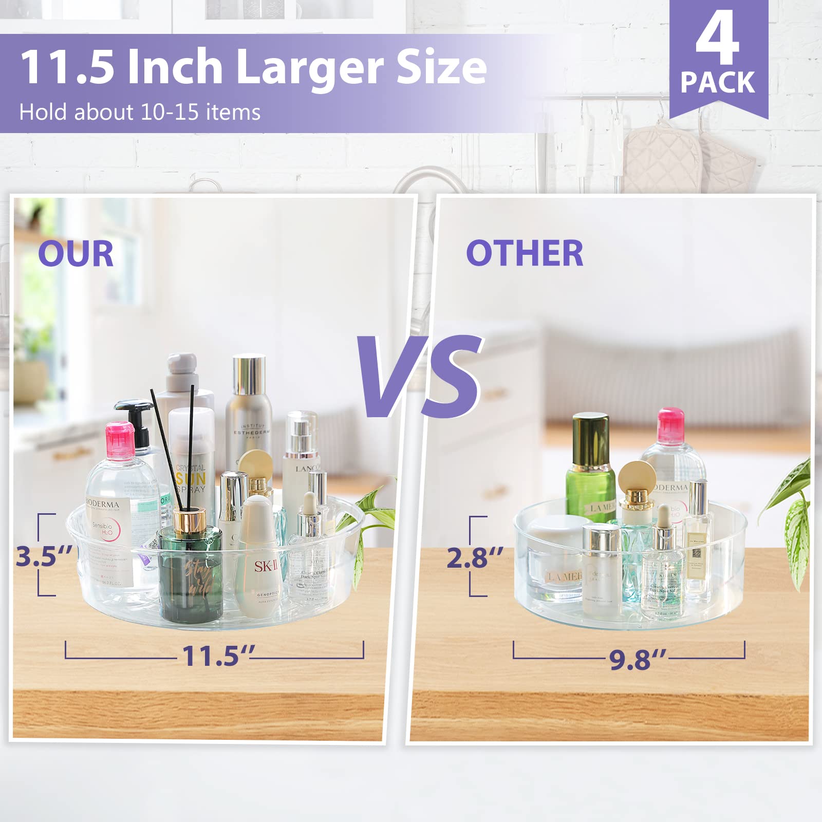 Pantry kitchen lazy susan Guzon 11.5 inch raised edge