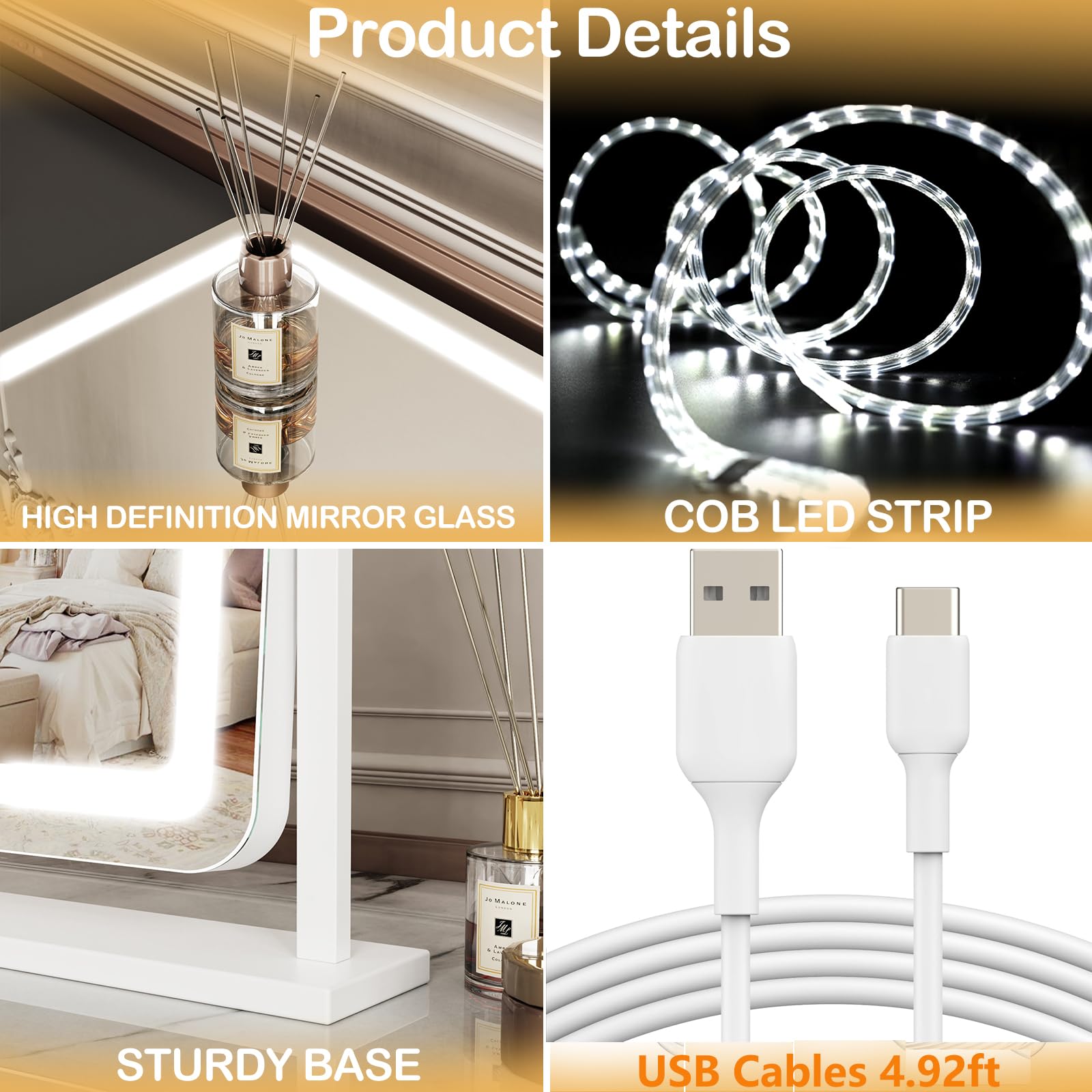 No installation required plug in makeup mirror