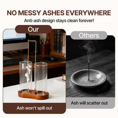 Close up of glass bottle incense holder