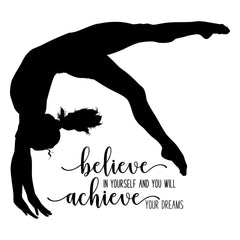 Gymnastics Quote Wall Decor decal on wall with transfer paper