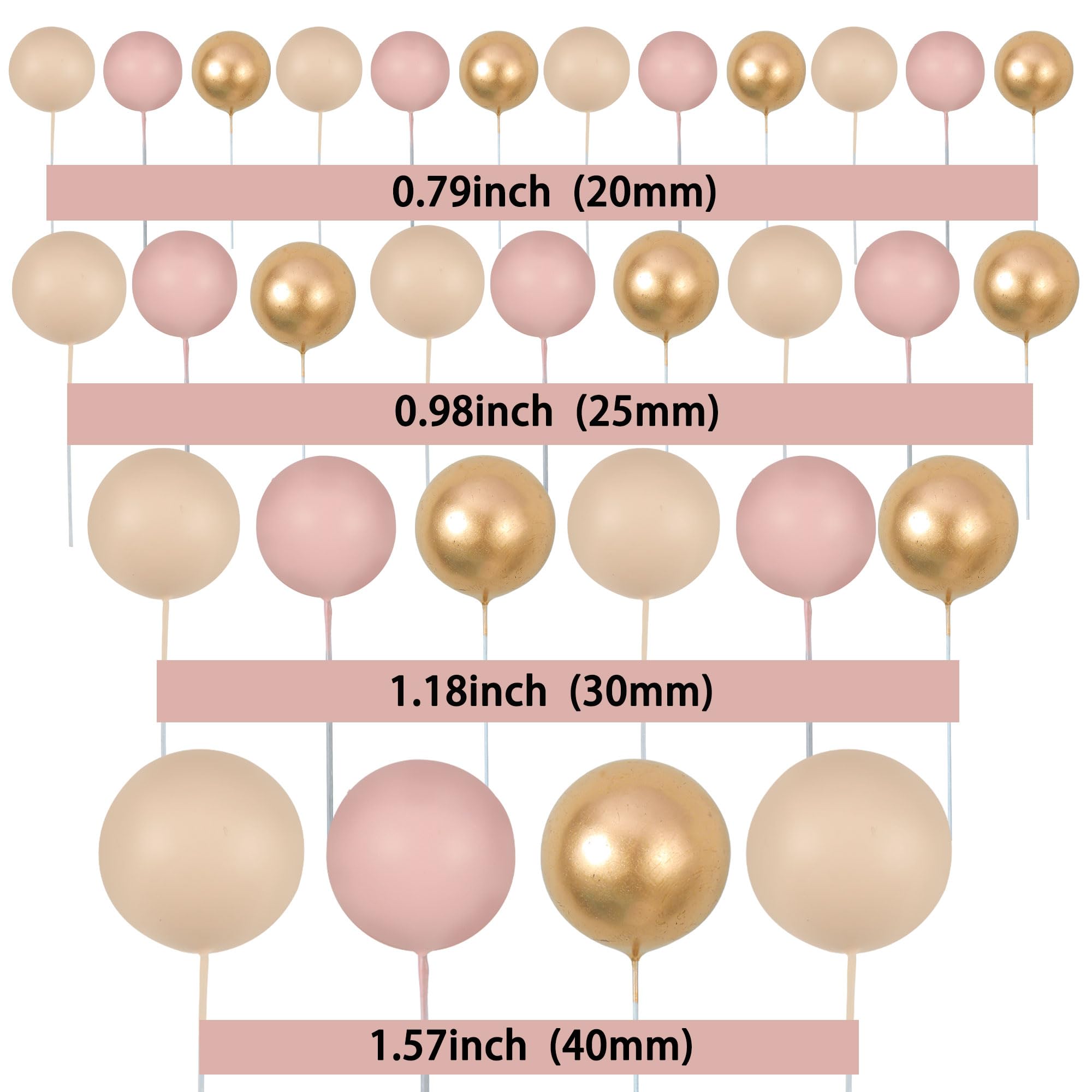 Gyufise ball cake topper 3cm gold color