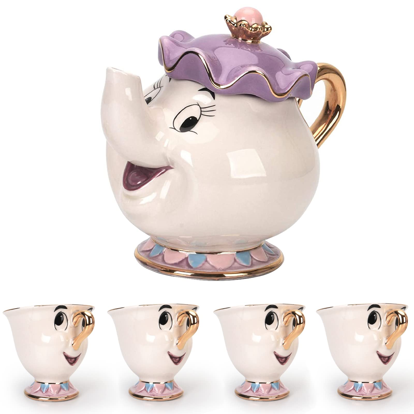 GZHaiTuoSi cartoon Beauty and the Beast teapot with Mrs Potts and Chip