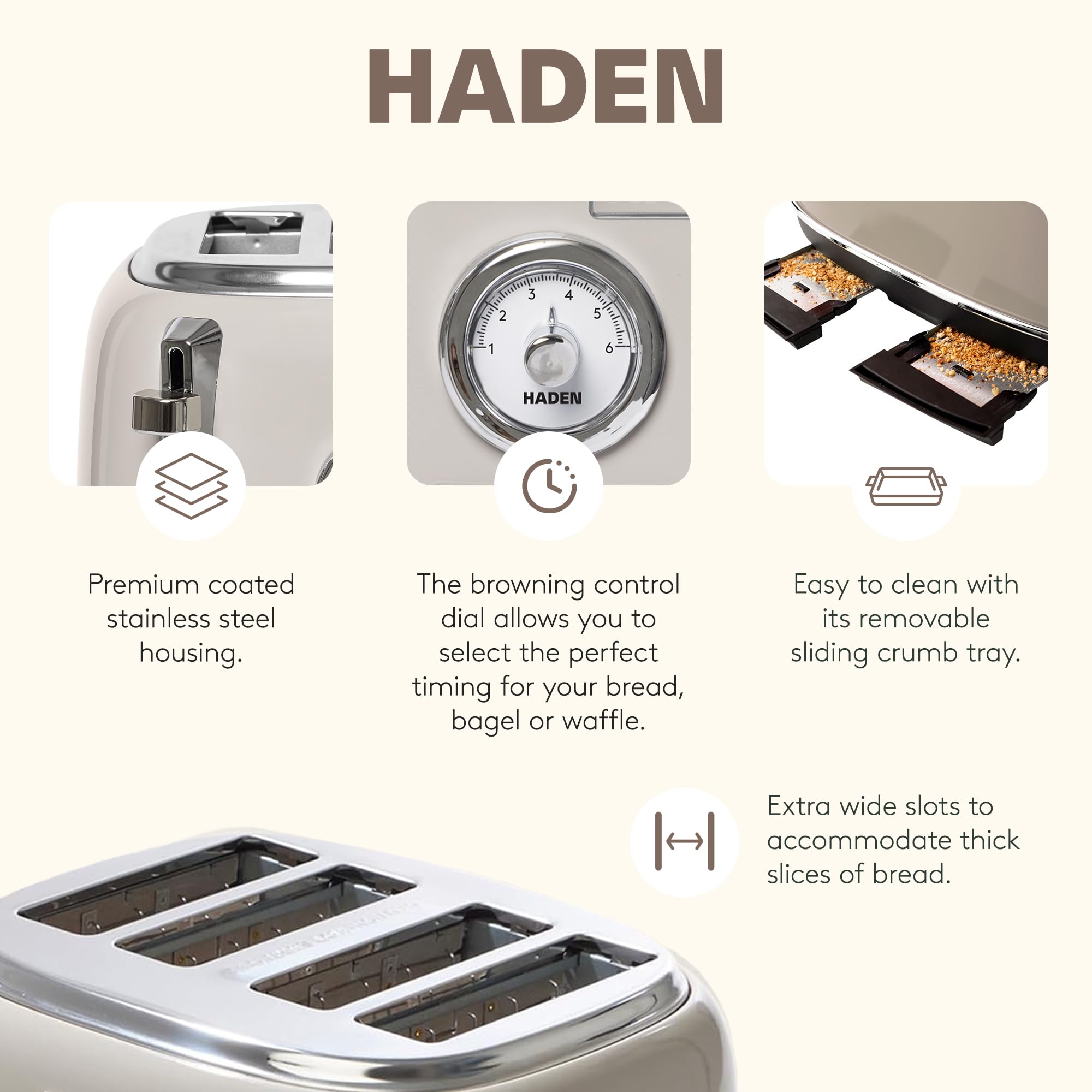Toaster with self-centering slots in Haden Dorset