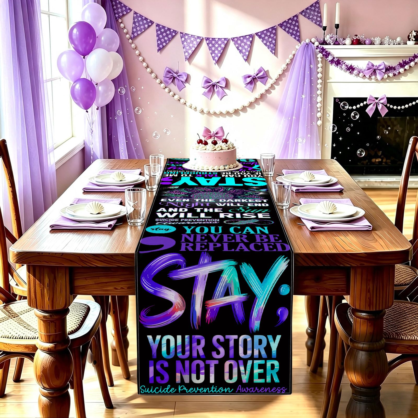 Hafangry table runner polyester linen like for decor